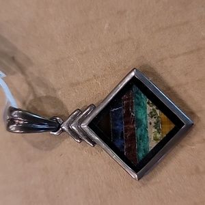 Multi gemstone inlay pendant NWT